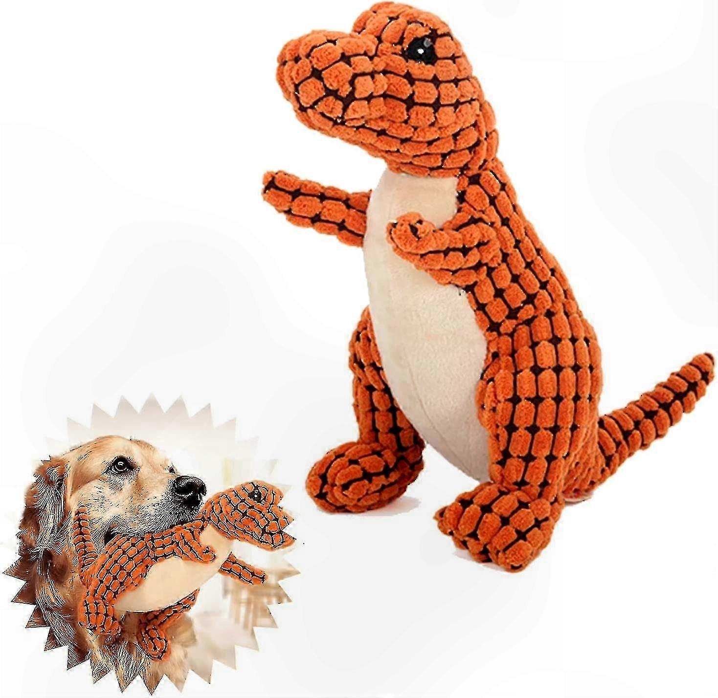Durable Dinosaur Plush Chew Toy with Squeaker for Dogs That Love to Chew Stuffed Animals