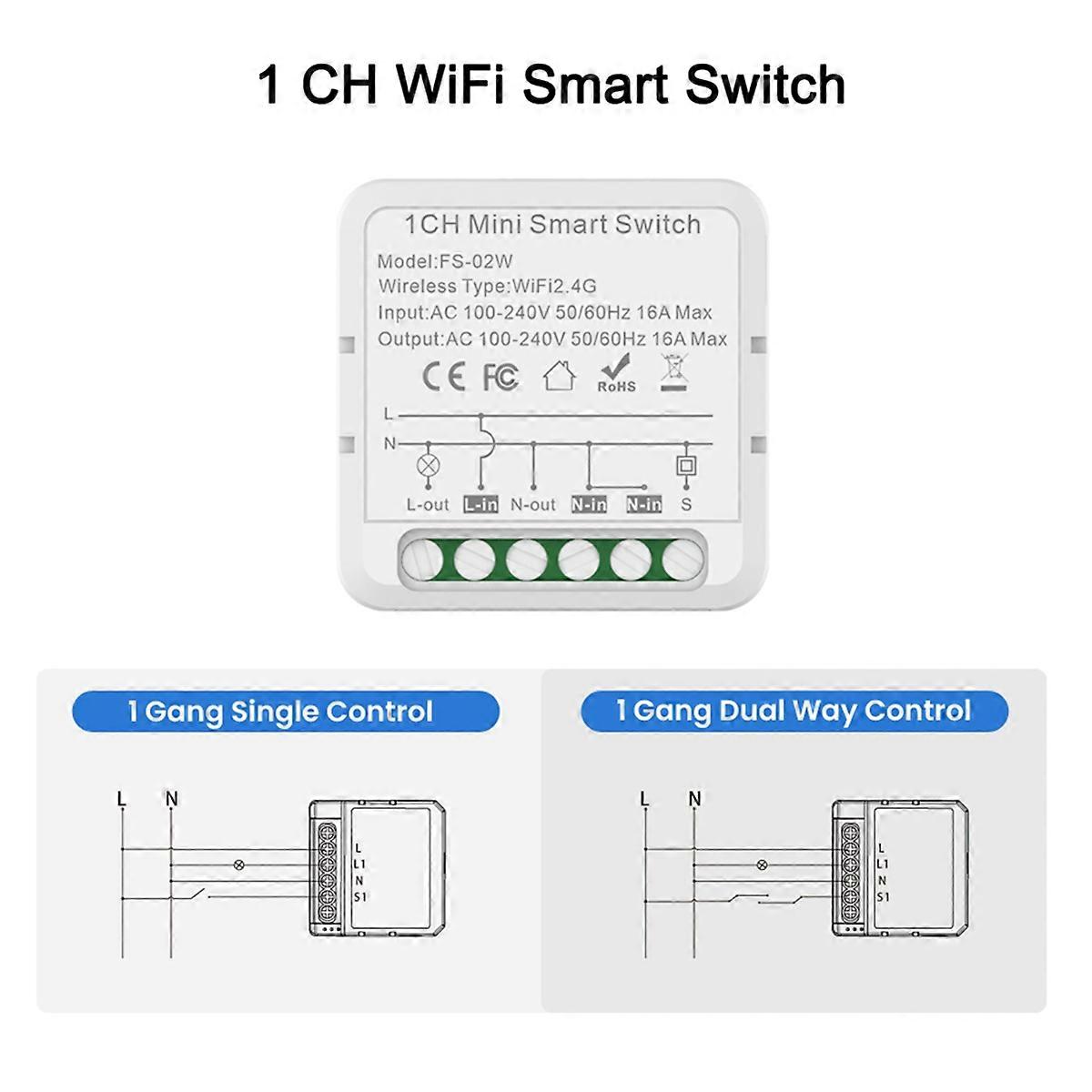 Tuya Smart Wifi Switch Smart Home DIY Breaker 2 Gang Supports 2 Way Control Voice Works,for 