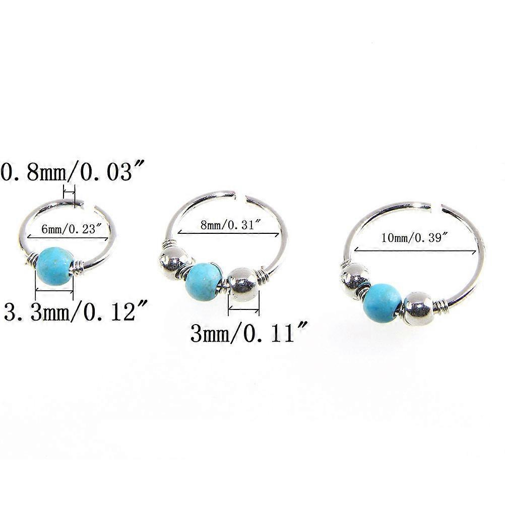 Nostril Ring Silver Nose Stud for Nose Piercing Jewelry 3Pcs Set