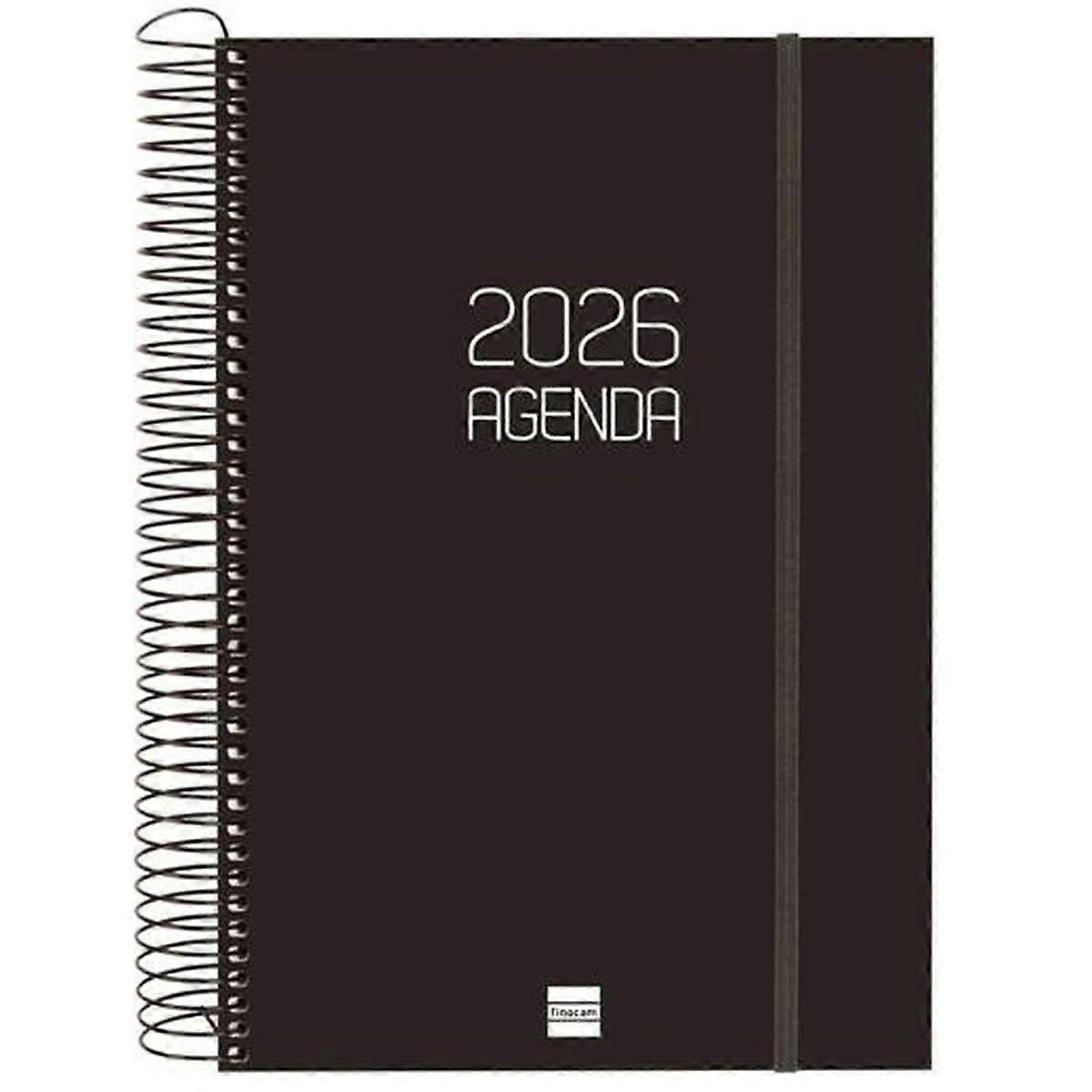 Diary Finocam OPAQUE Black 16,5 x 24,2 cm 2026
