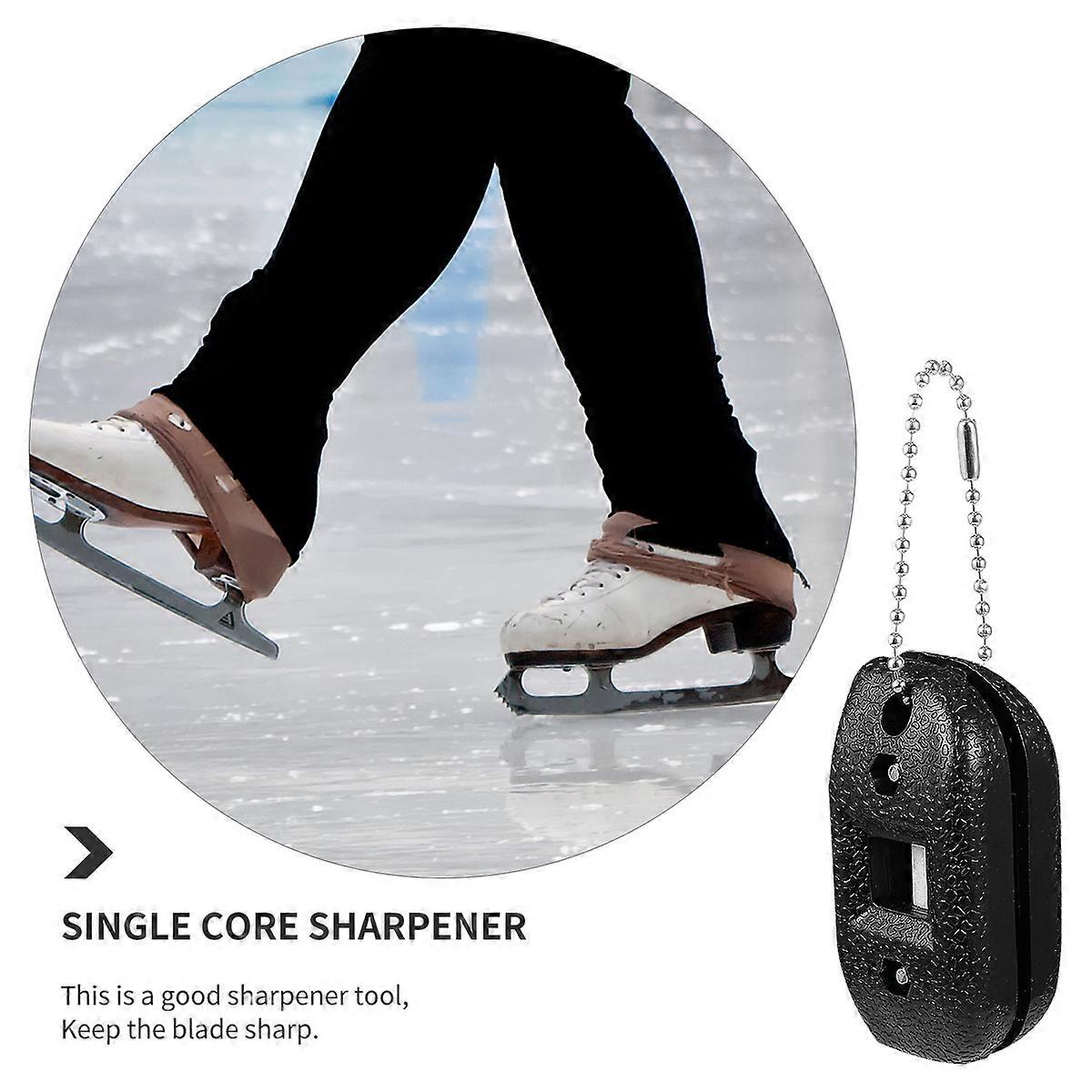 Hockey Skate Sharpener White Sandstone Ice Skate Conditioner with Key Chain