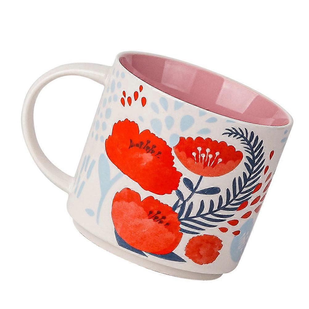 Elegant Ceramic Drinking Mug Office Use Pink Round Shape Safe for Use 1Pcs