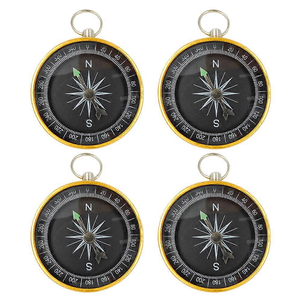 Mini Travel Compass Key Ring For Climbing And Direction Finding Black Color 4Pcs