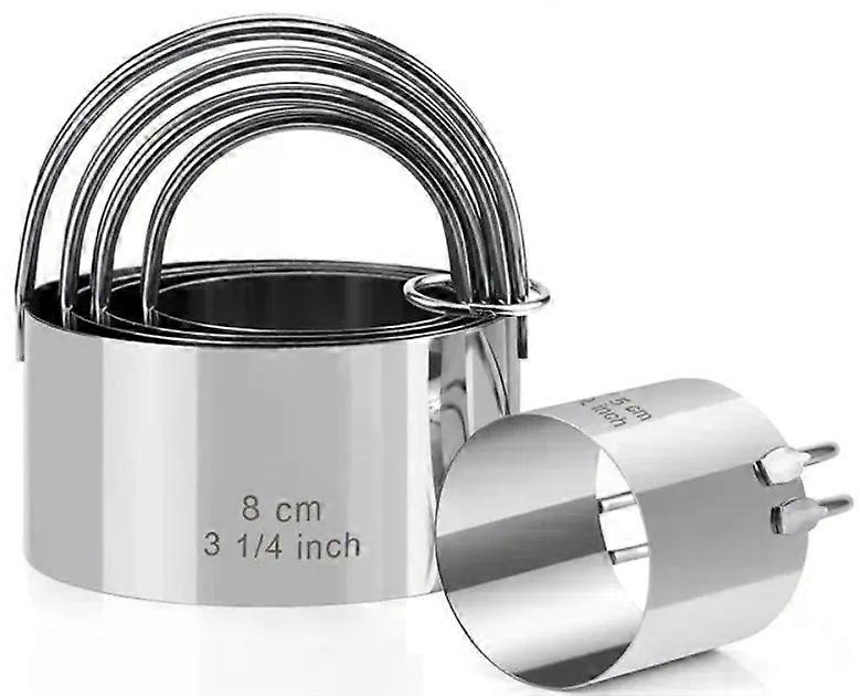 5 Pieces/set Biscuit Mold Set Round Stainless Steel Biscuit Tool Cookies Cutter with Handle Professional Baking Dough Tools