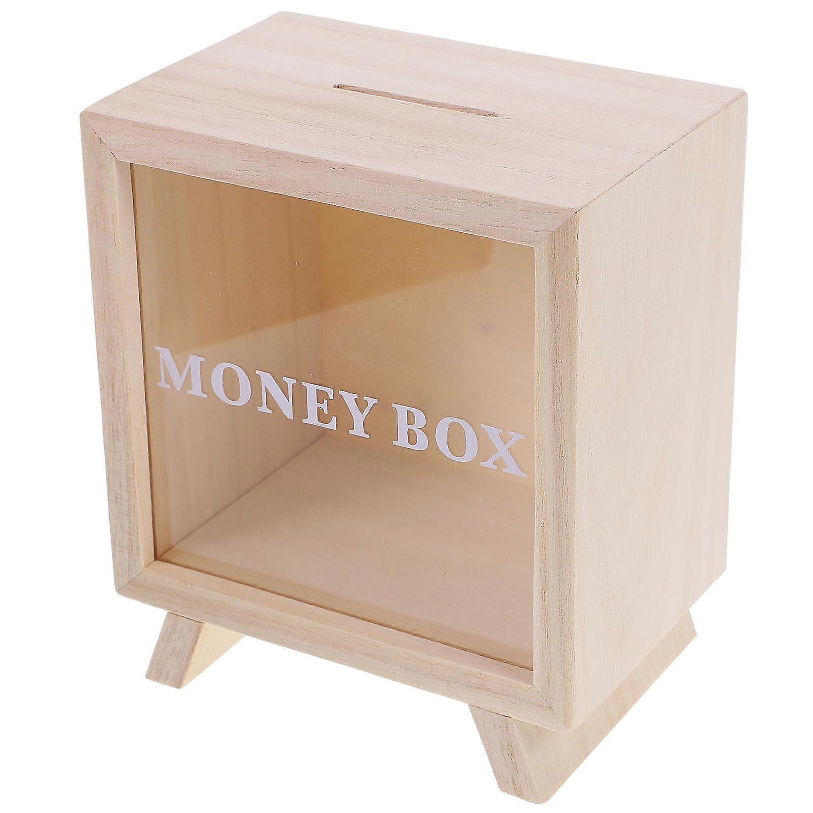 Money Saving Box Wooden Piggy Bank for Storage Use 5Pcs Set