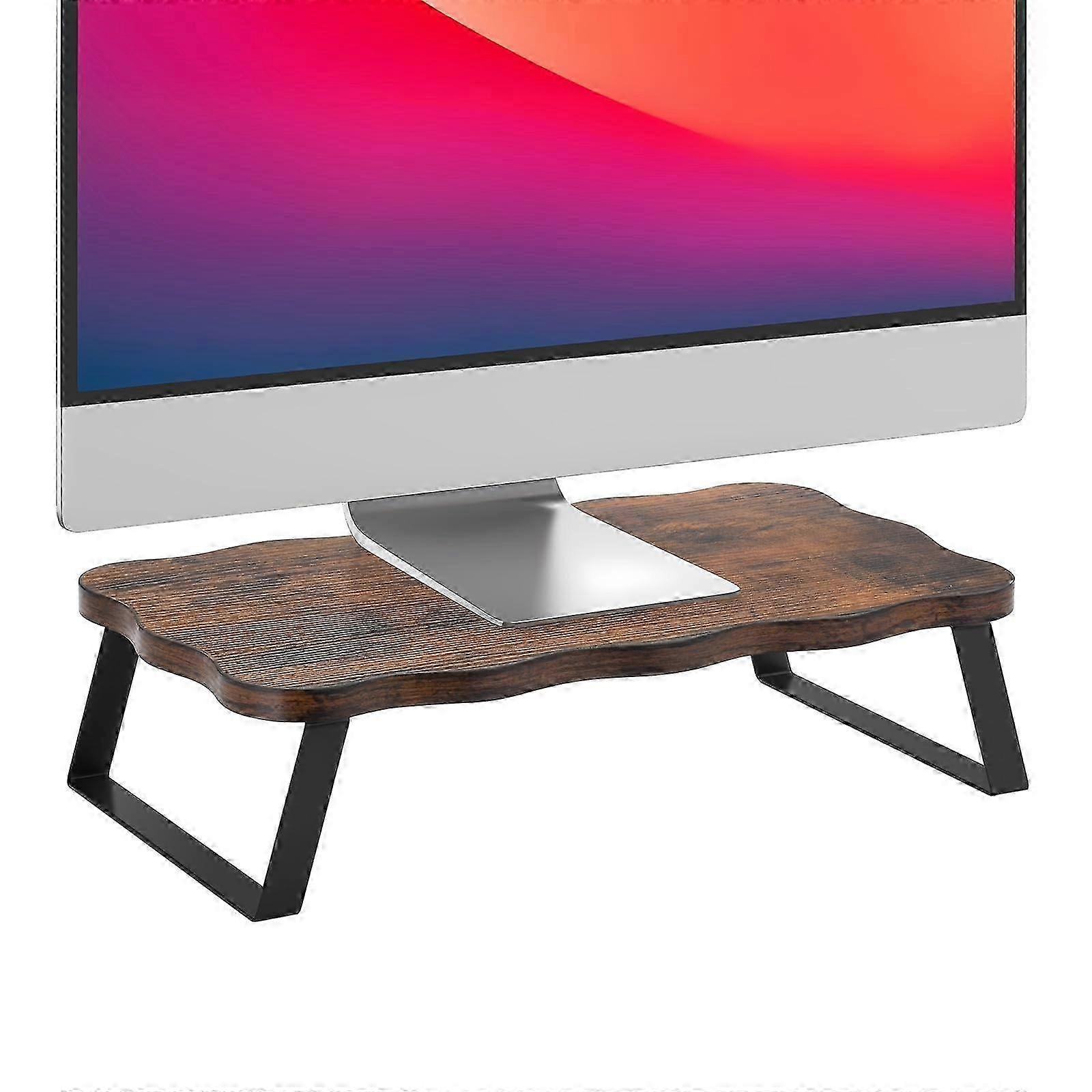 25-26 Wooden Monitor Stand Riser for Desktop Storage with 15.75 x 9.45 x 3.94 Inch Size