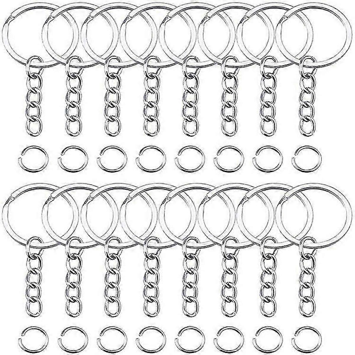 50Pcs Keyring Blanks Split With Link Chain And Jumps Rings Metal Key Rings