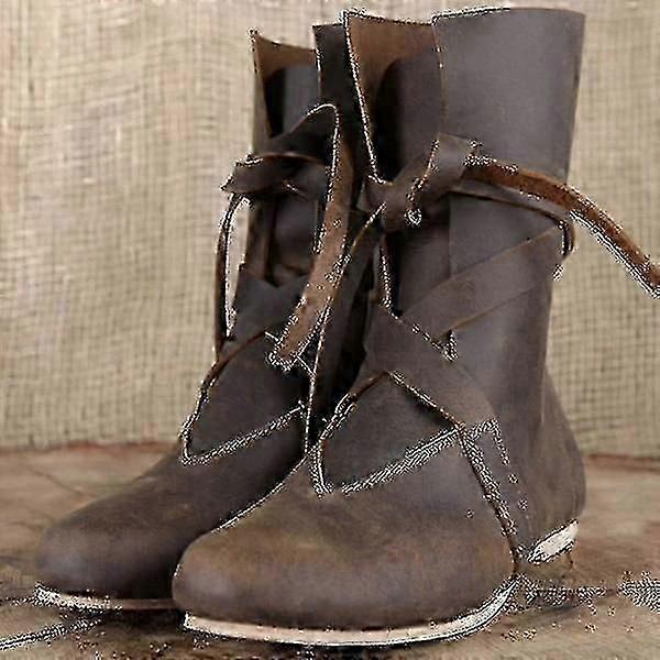 Pánské Středověké boty Renesance Cosplay boty Vikingské kožené boty Pirátské vázané boty