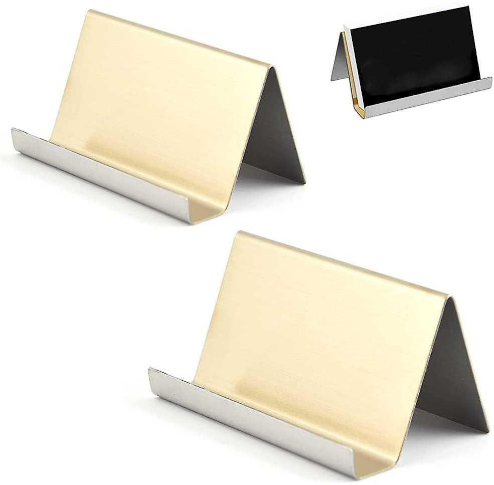 Support de carte de visite en acier inoxydable 2 Pcs, support de carte de visite en métal, support de carte de visite de bureau
