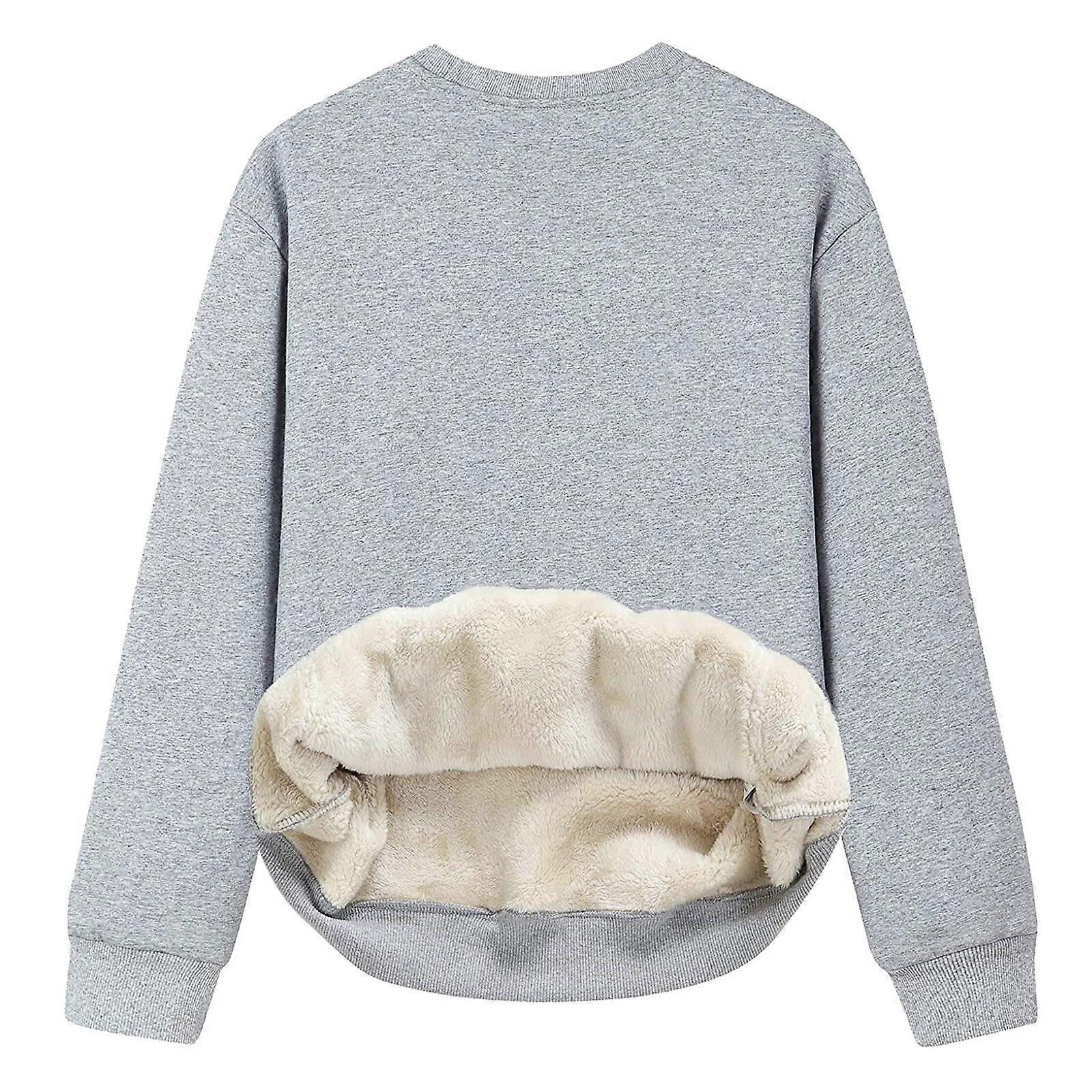 Women's Round Neck Pullover Sweatshirt Thickened Warm Base Layer