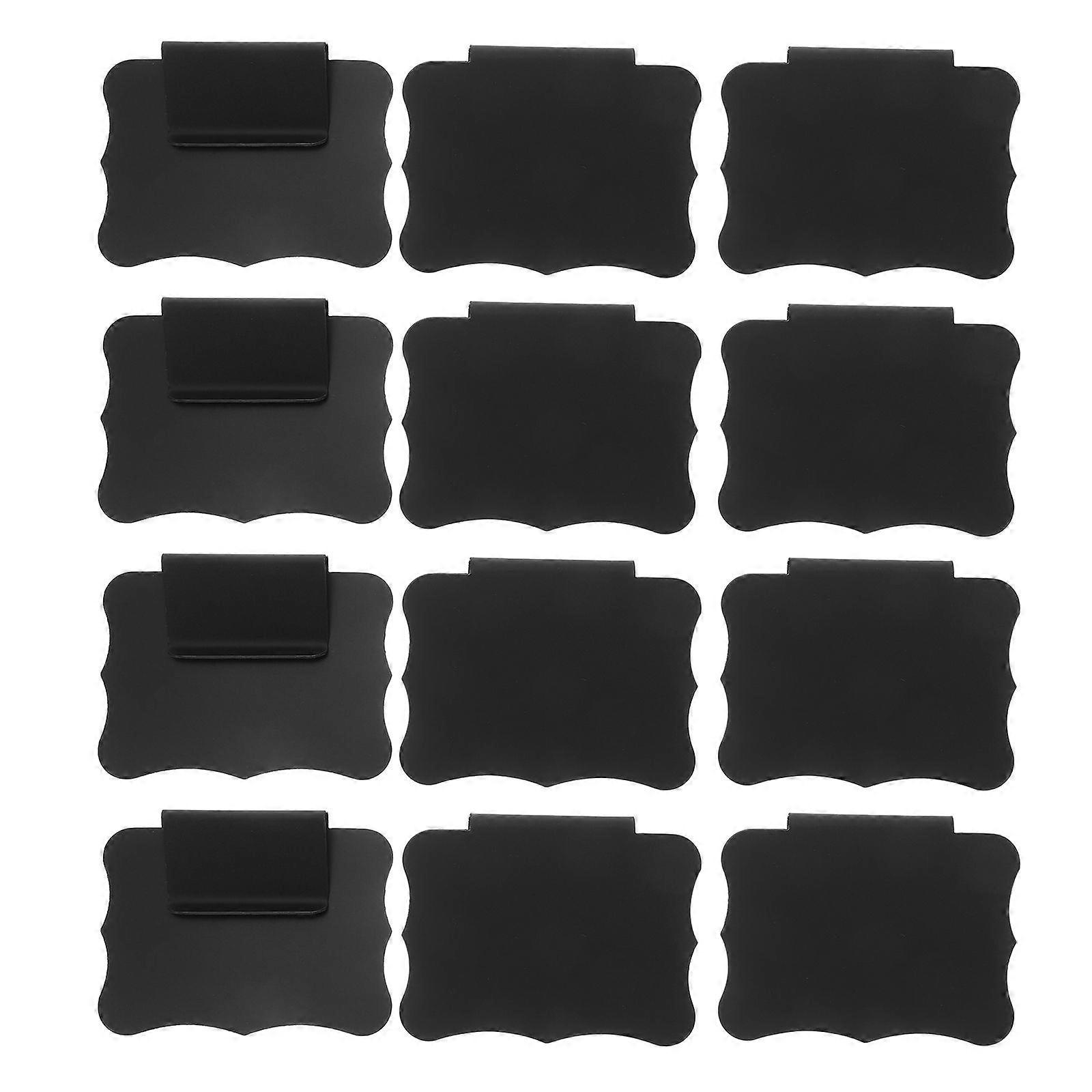 12pcs Clip-On Basket Labels: Erasable Blank Labels Tags - Chalkboard Sign for Pantry Organization Storage Baskets Bin Black