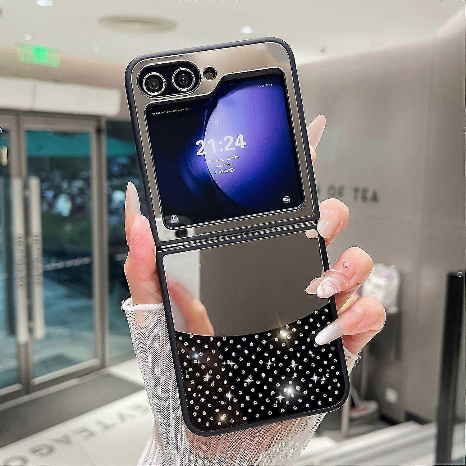 Samsung Galaxy Z Flip6 5G Mirror Surface TPU + PC Shockproof Case with Metal Lens Frame for Phone