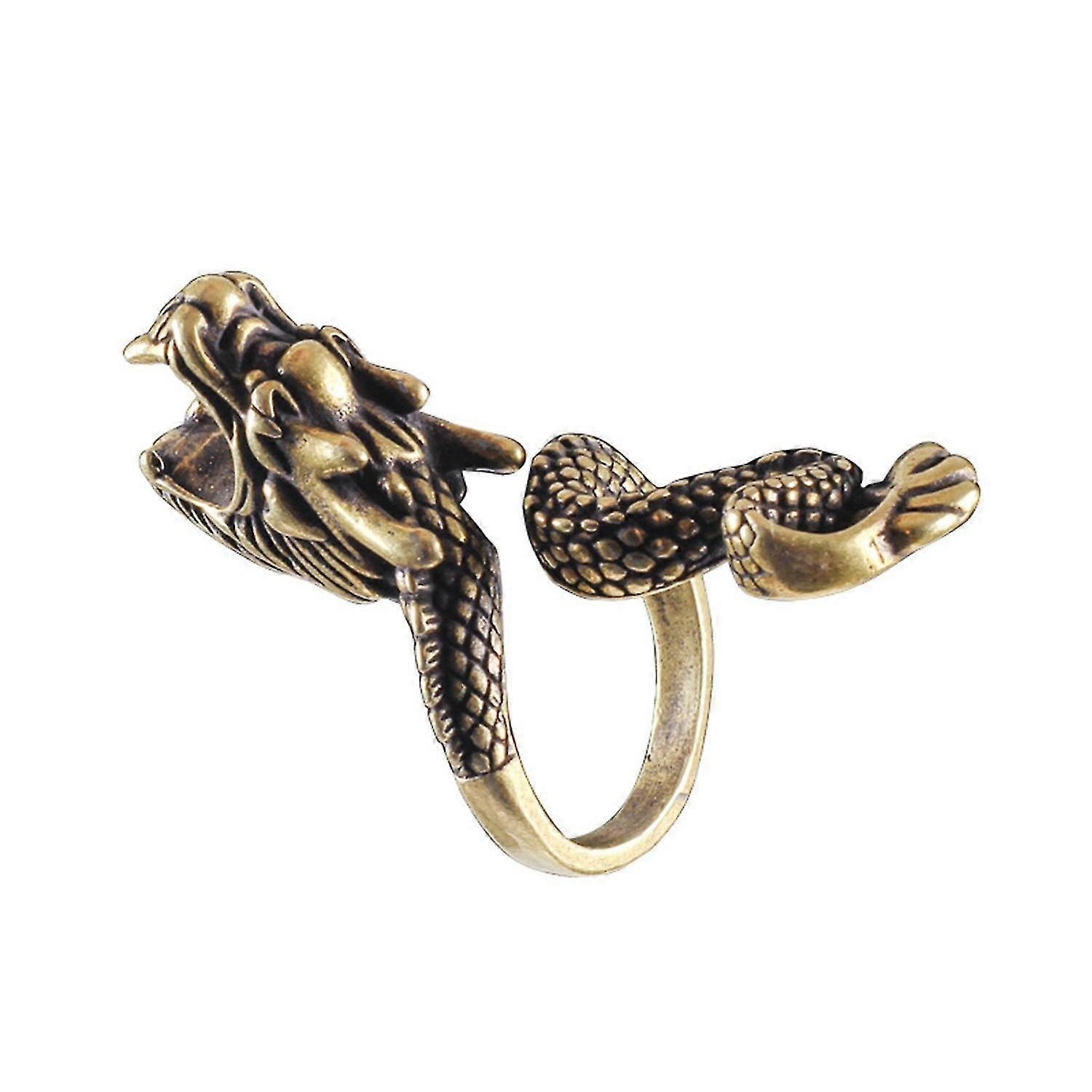 Cigarette Ring Universal Adjustable Copper Retro Dragon Cigarette Holder for Playing Games 25-26s