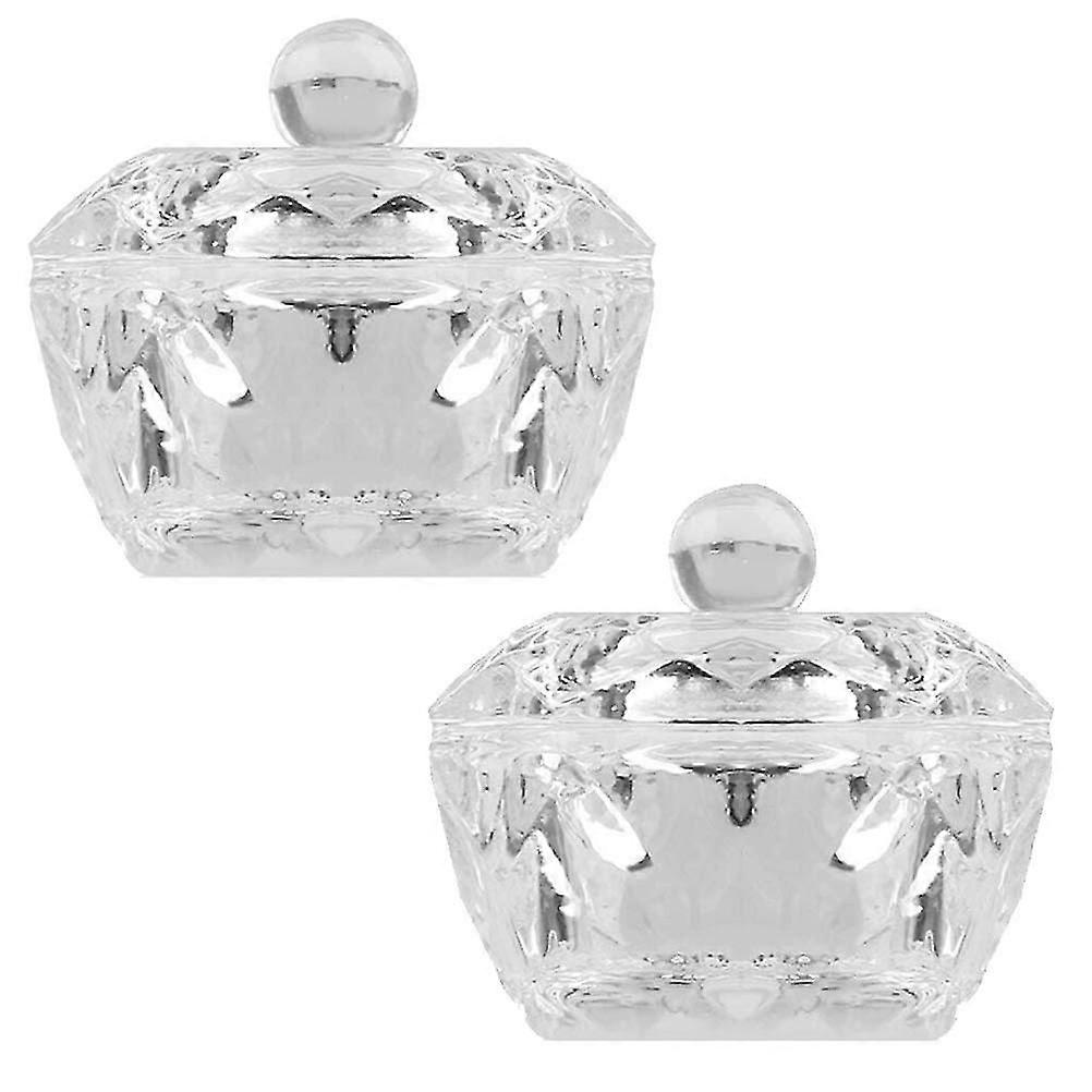 2pcsクリアネイルアートアクリル液体粉末ディッシュボウルガラスディッシュネイルクリスタルボウルガラスネイルカップガラス