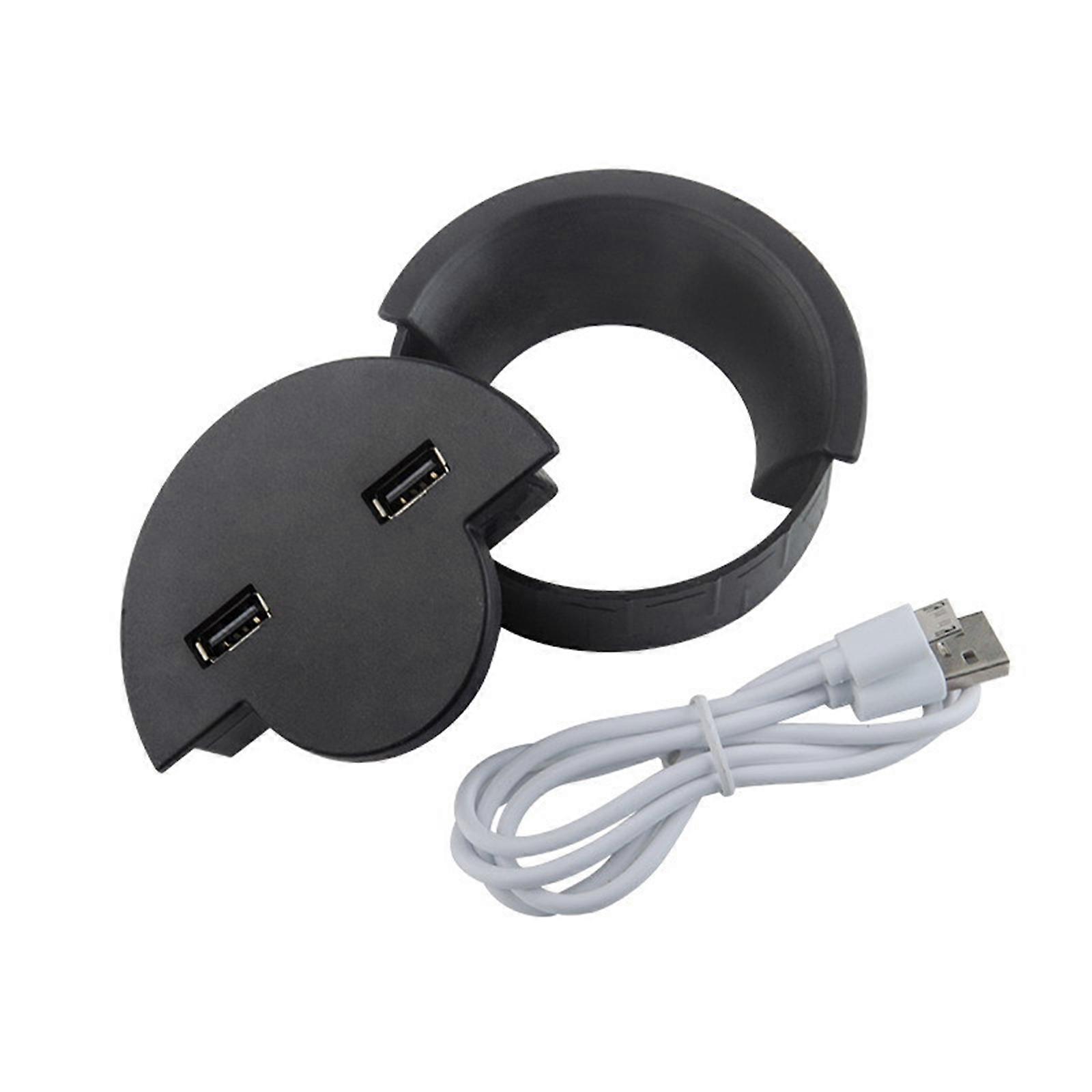 Round Wire Hole Cover Home Office Table Outlet Box Computer Desk Cord Grommet With 2 Port USB Cable Organization Case Multicolor