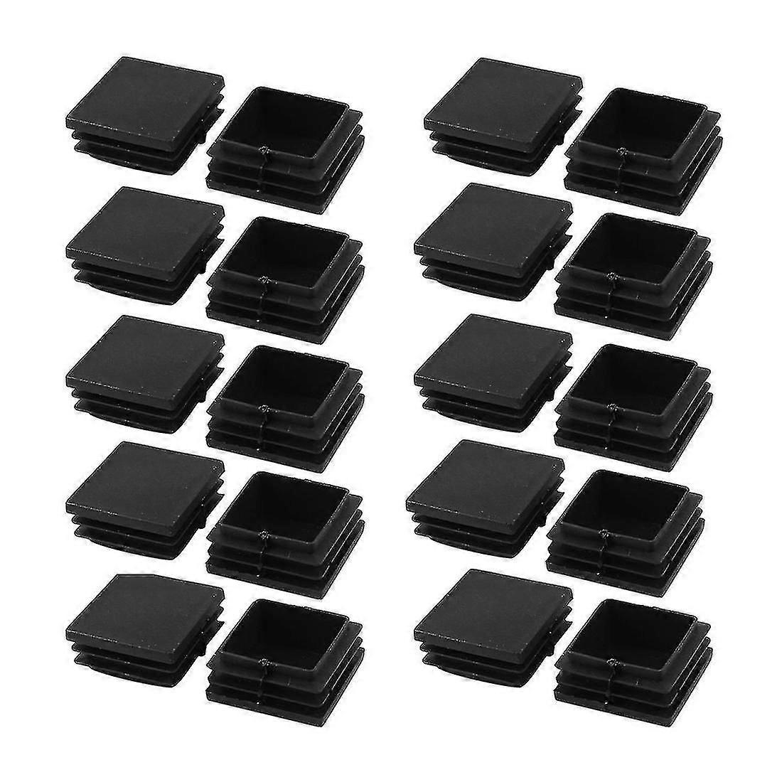 20 Pieces Plastic Square Tube Coupling Cap Plug Cap 40 Mm X 40 Mm Black-yezi