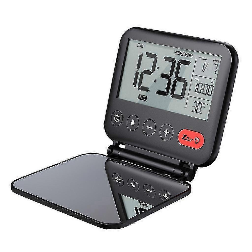 Portable digital alarm clock foldable for bedside and travel