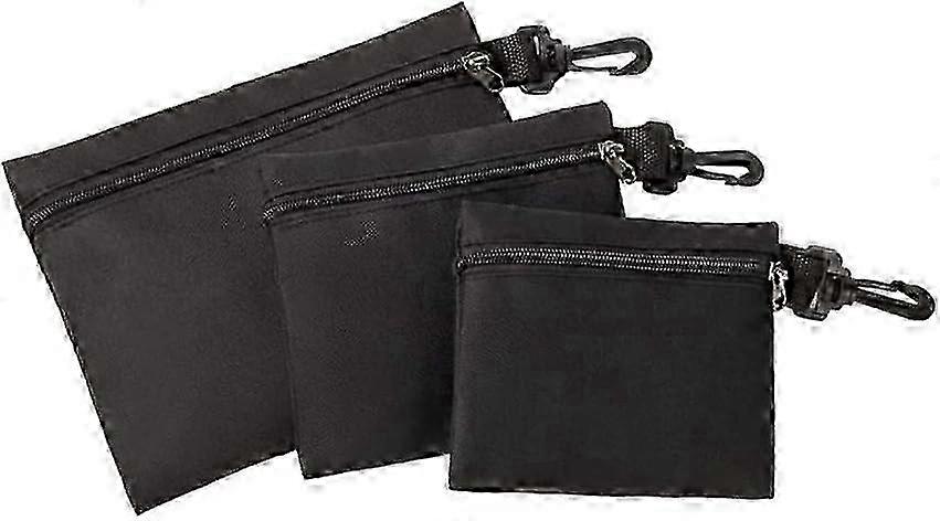 3 Canvas Tool Zipper Bags with Hanging Hooks - Multi-Purpose Storage for Carpenters & Technicians (Various Sizes)