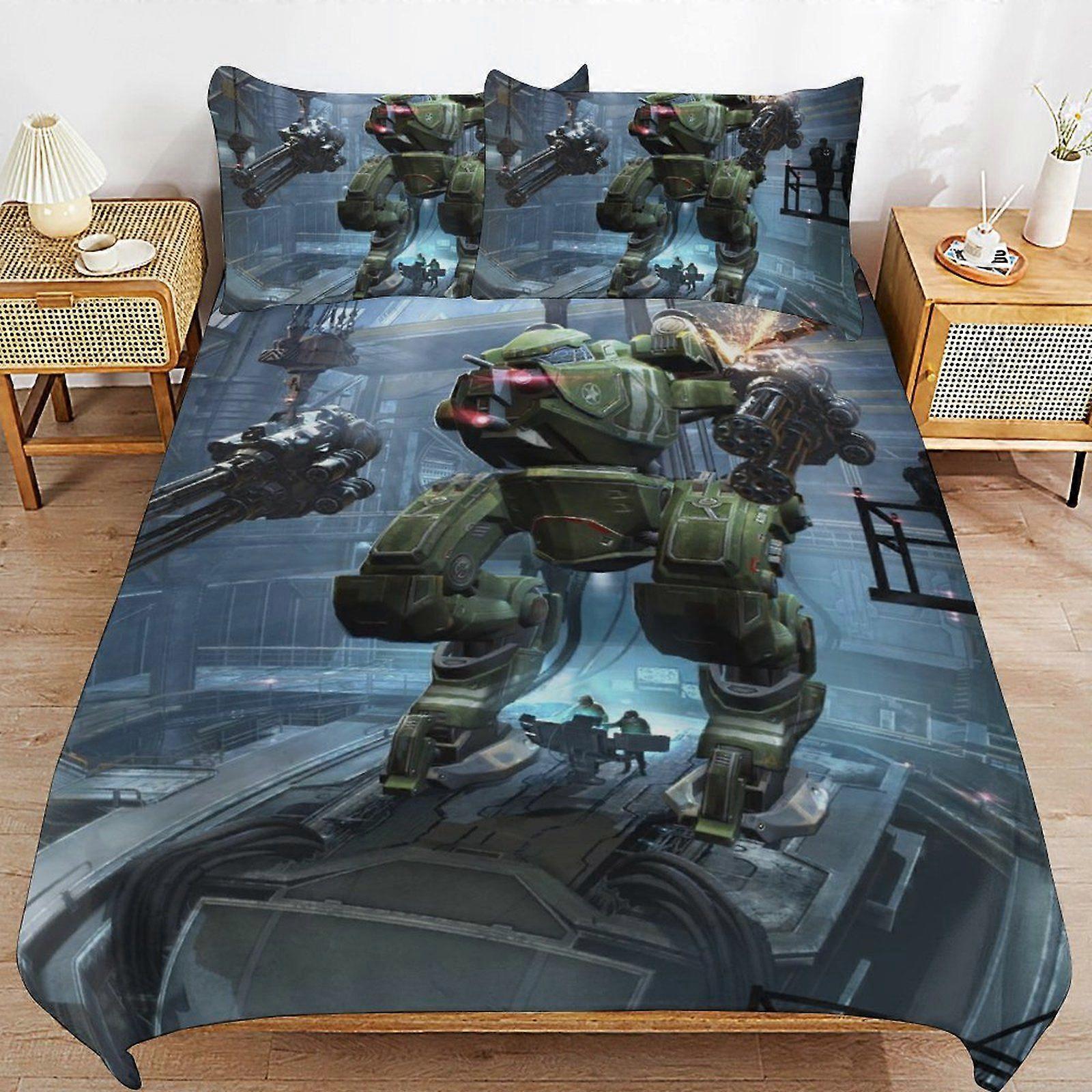 d239 War of the Robots Hypoallergenic Smooth Comfort Soft Weave Zipper Duvet Cover Sets for Bedroom Sleep Upgrade b239