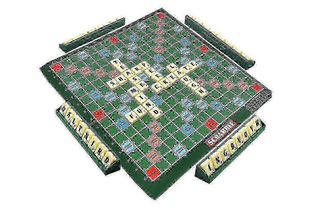 Classic Scrabble Board Word Game Family Entertainment Set For 2-4 Players With Wooden Letter Tiles And Scoreboard
