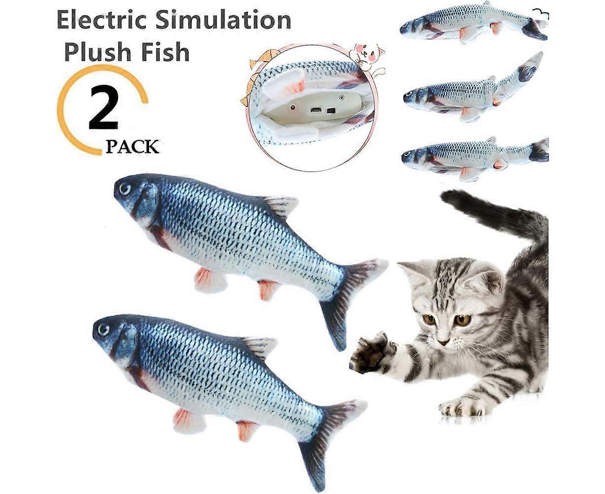 Fish Cat Toys Set Simulation Fish Shape Doll Interactive Pets Pillow Chew Toys Chew Bite Kick Supplies Realistic Looking Cat Kicker Fish Toy -A 2 PACK