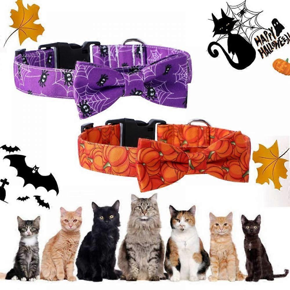 Halloween Cat Collar Soft Adjustable Safe Breakaway Cat Collar with Bowtie
