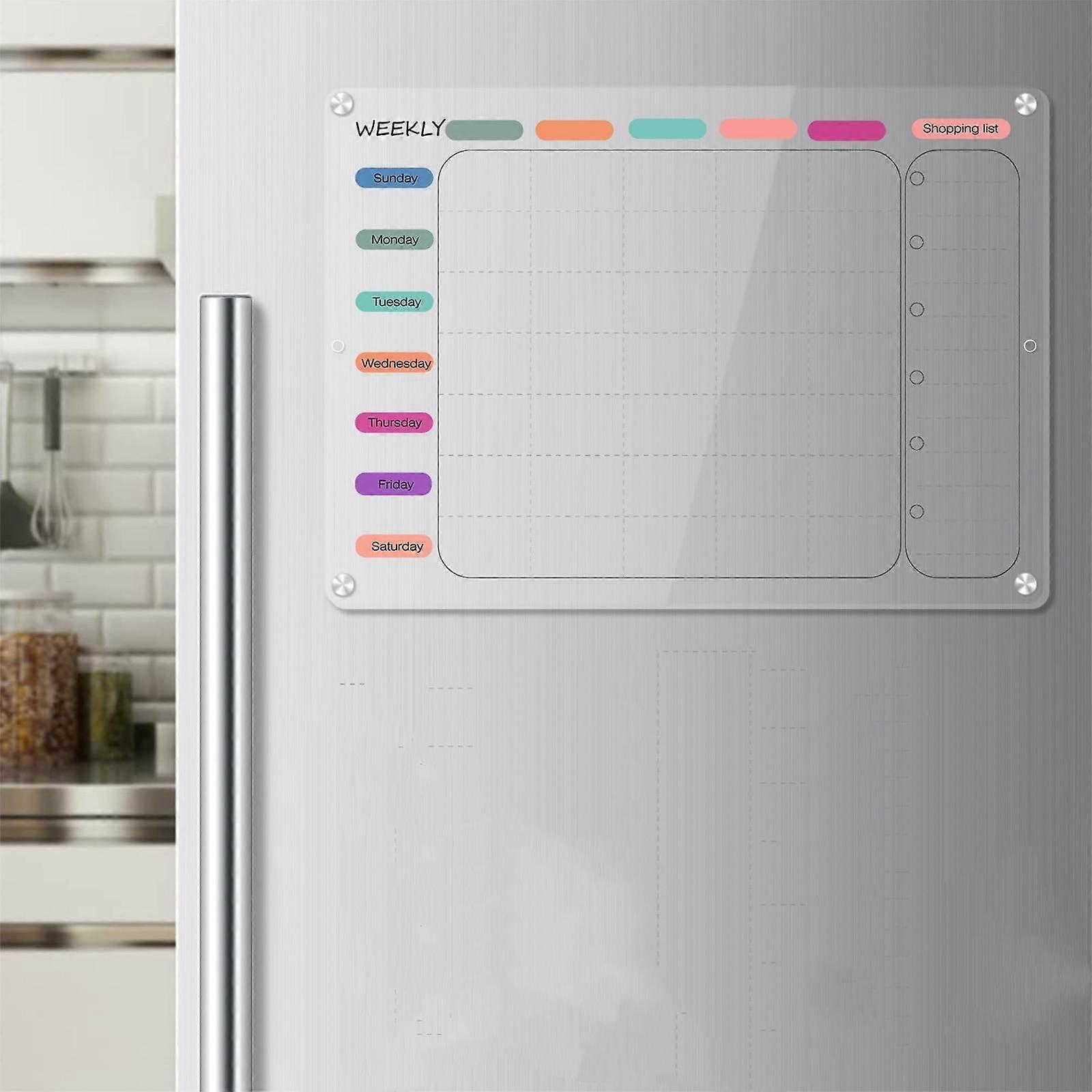 Kayannuo Valentine's Day Clearance Acrylic Magnetic Calendar Board for Fridge, Monthly Calendar & Blank Whiteboard with Program Management Stickers