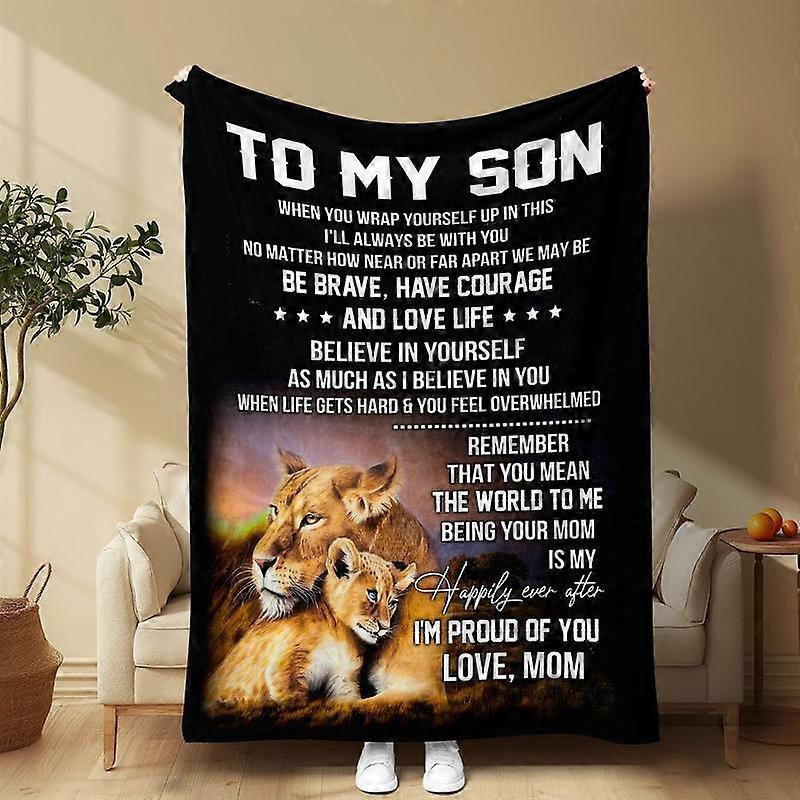 Couverture à motif lion, 1 pièce, douce et confortable, idéale pour les pièces climatisées, la sieste à la maison, au bureau, en voyage ou en camping.