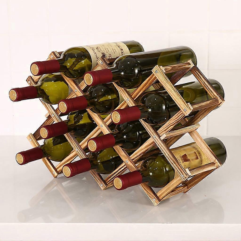 Herrnalise Home Storage Containers Foldable 10 Bottle Wooden Stackable Wine Cellar Racks Storage Racks Countertop