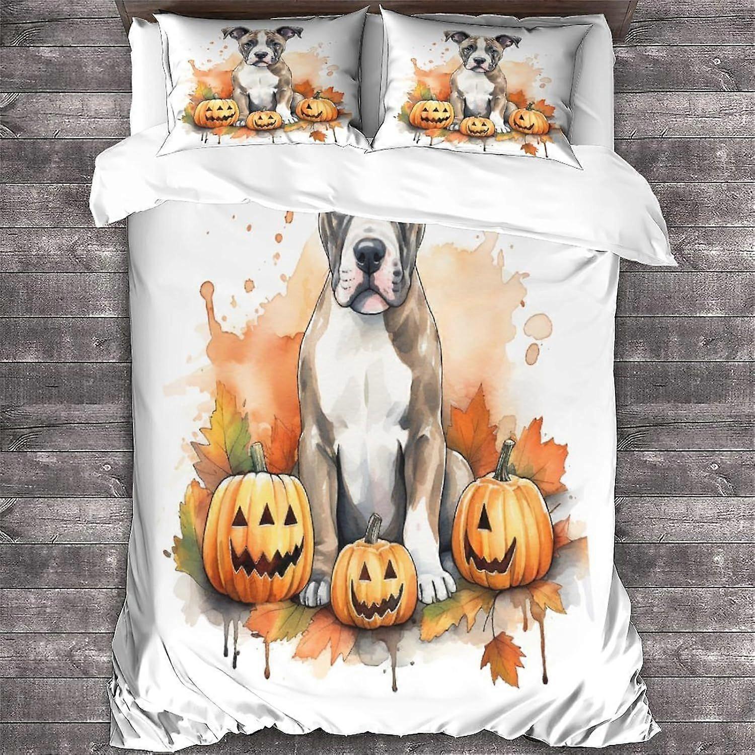 LikeEj الفراش مجموعة غطاء لحاف هالوين غطاء لحاف لينة مع كيس وسادة الملك