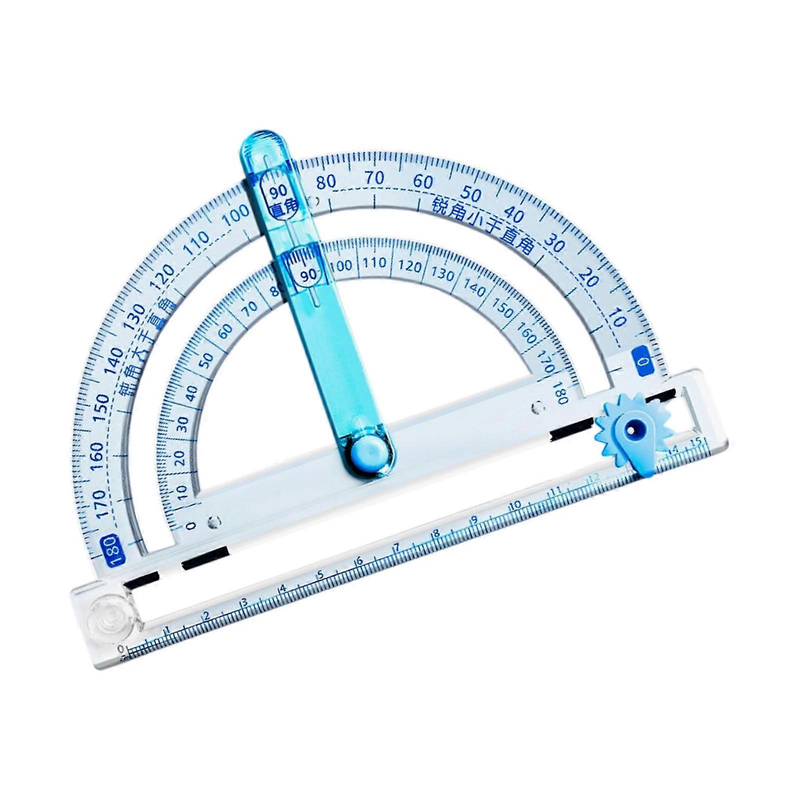 Multipurpose Protractor with Angles Measurement and Adjustable Circle Drawing Ruler for Geometry Drafting Engineering  Large Active Angle D