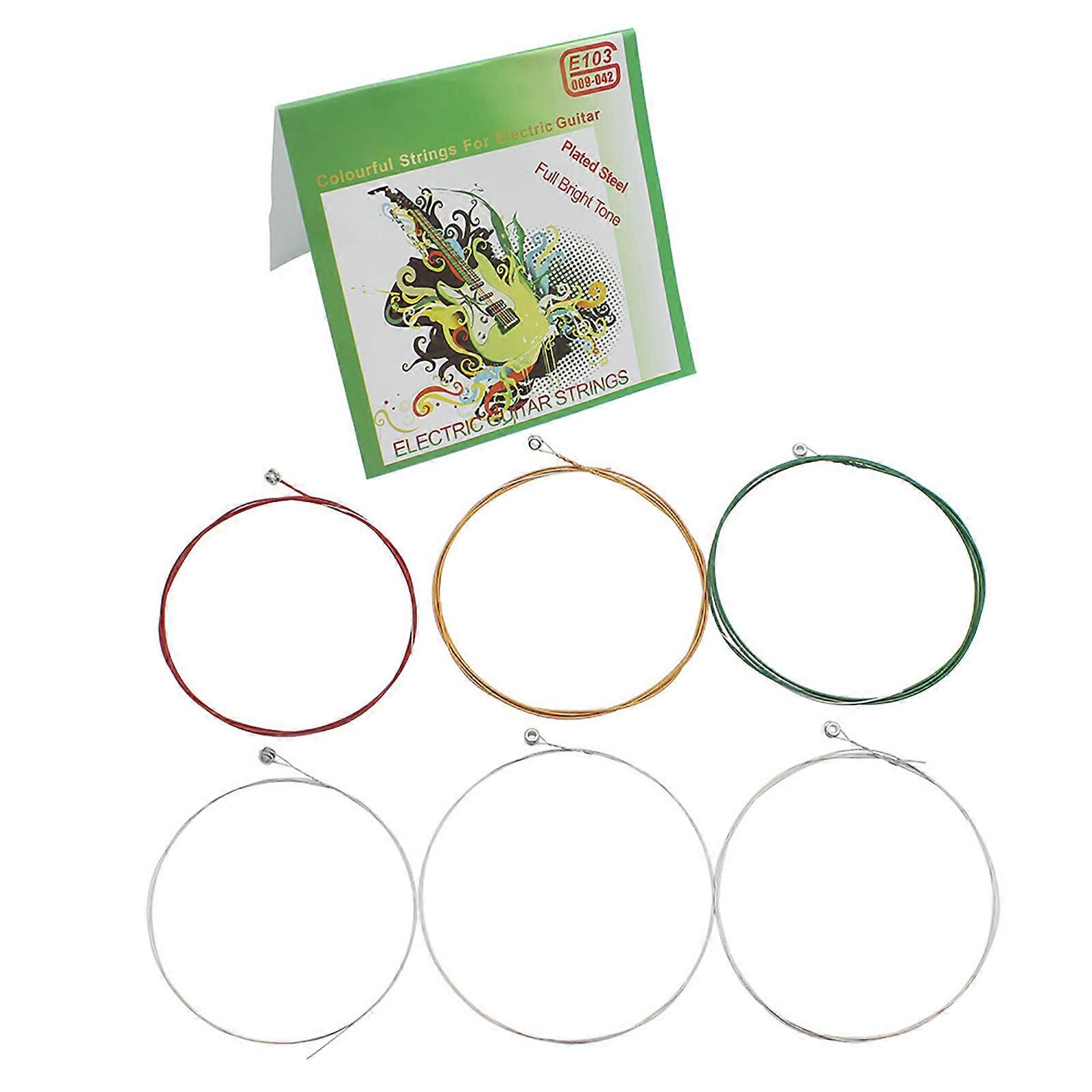 Pack of 6 Guitar Strings Electric Guitar Strings Colorful Music Performances Strings Musical Instrument Repair Part Multicolor