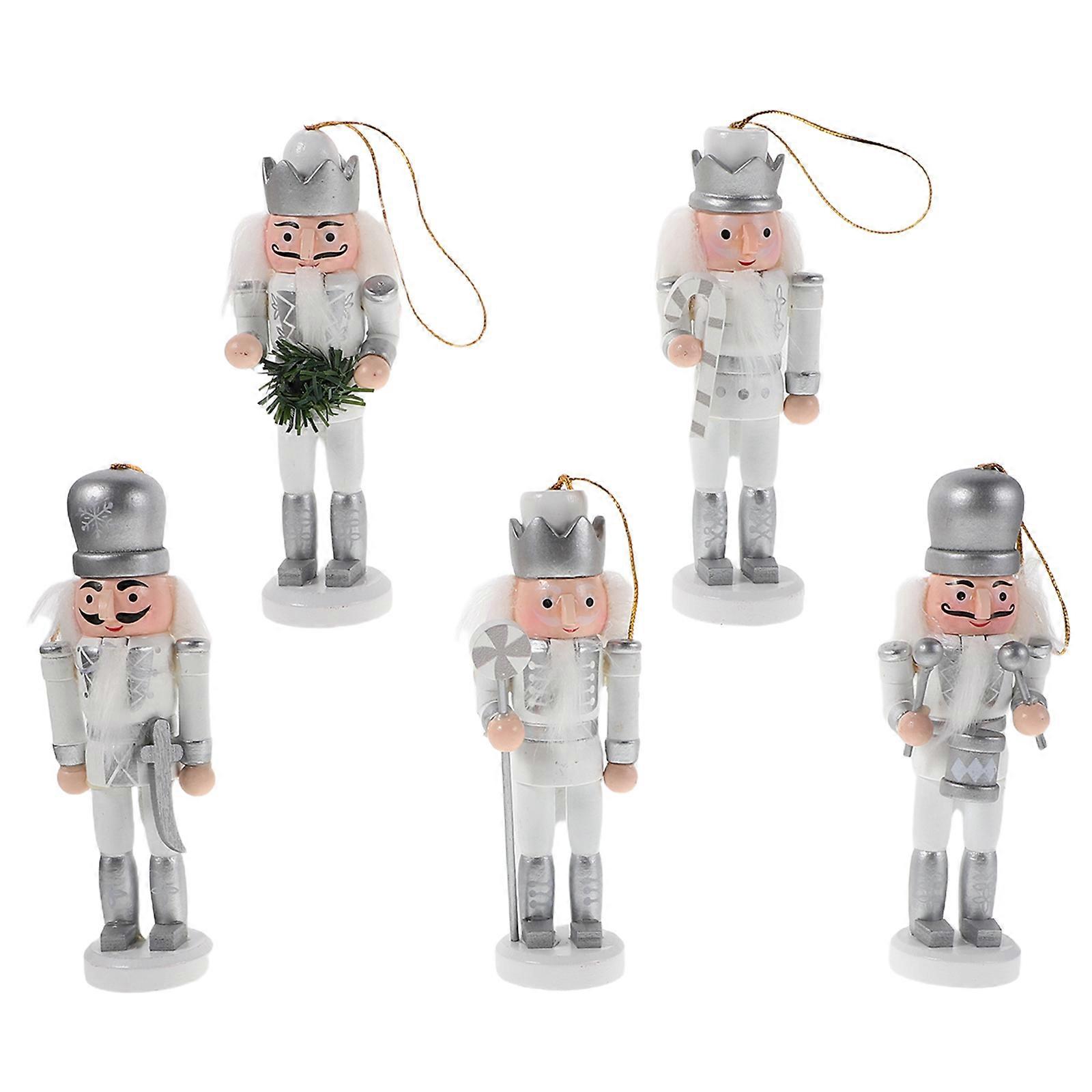 Nutcracker Ornaments Wooden Miniature Nutcracker Decoration 1Set for Christmas