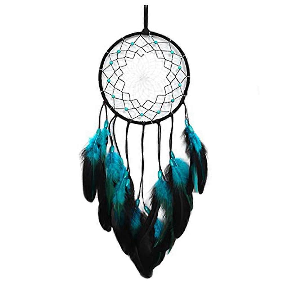 1PCS Dreamcatcher Blue Tree with Feathers, Handmade Indians Traditional Circular Net for Wall Hanging Deco