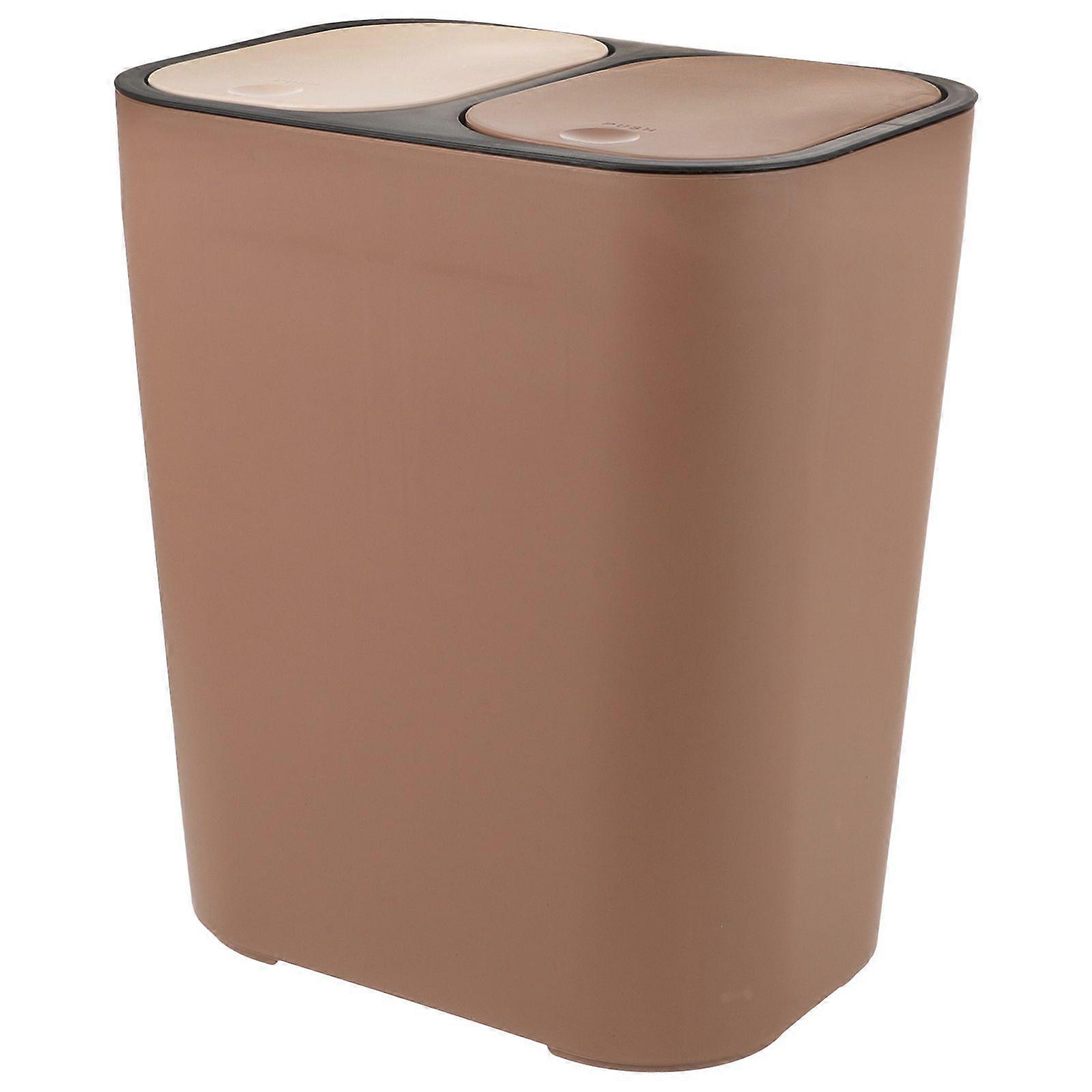 1pc Versatile Double-deck Classified Dustbin Wet and Dry Classified Waste Bin Dual-Use Trash Can Garbage Can Plastic Rubbish Container (Coffee)