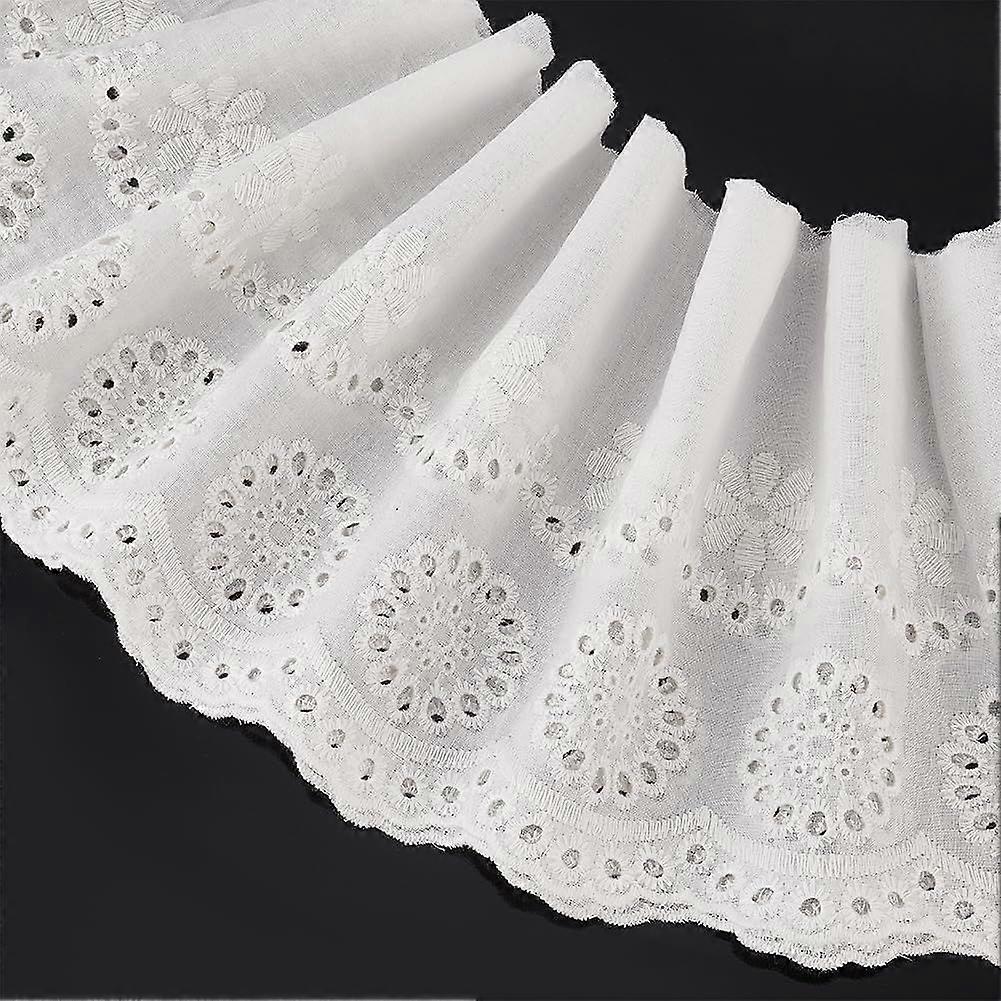 7.5 Yard Cotton Embroidered Eyelet Lace Trim White Floral Eyelet Lace Ribbon 6.1in Wide Perfect for Crafts Baby Clothes Wedding Apparel