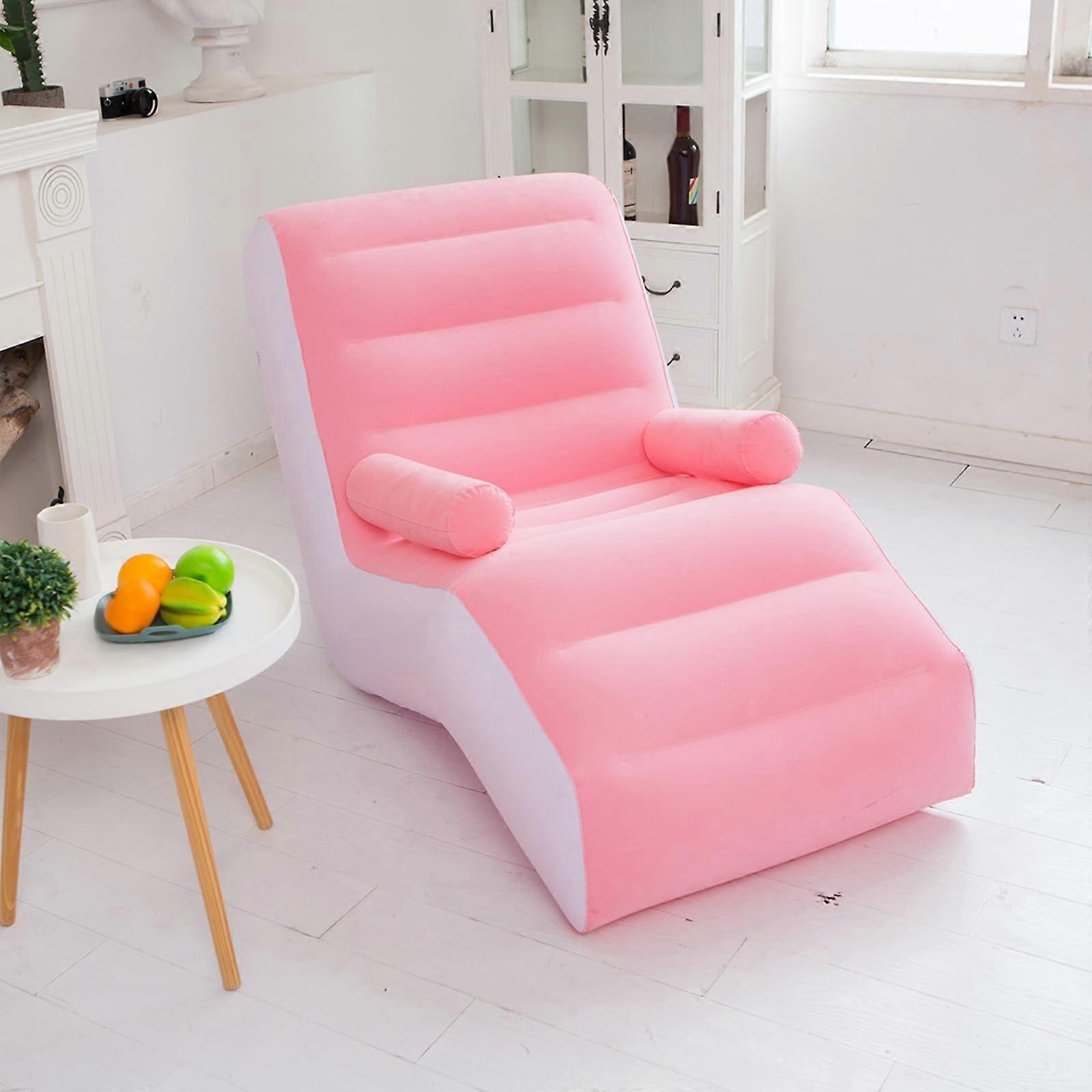 Ergonomic Inflatable Lounge Chair, Flocking Deck Chair For Travel Camping, Portable Lazy Sofa, Manual Pump Included