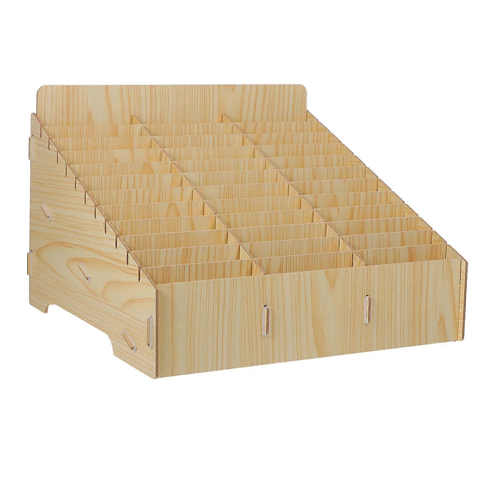 Wooden Multi-Grid Phone Storage Box Mobile Phone Organizing Box for Classroom