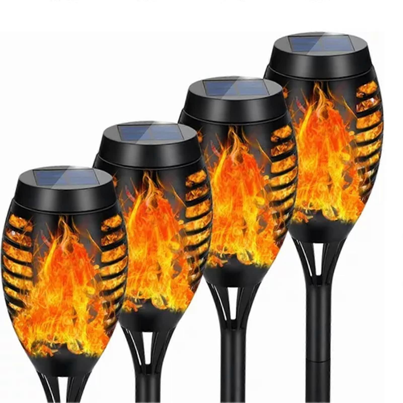 4PCS Solar Flame Lights with Realistic Flickering Effect, IP65 Waterproof Solar Torch for Garden Patio Yard