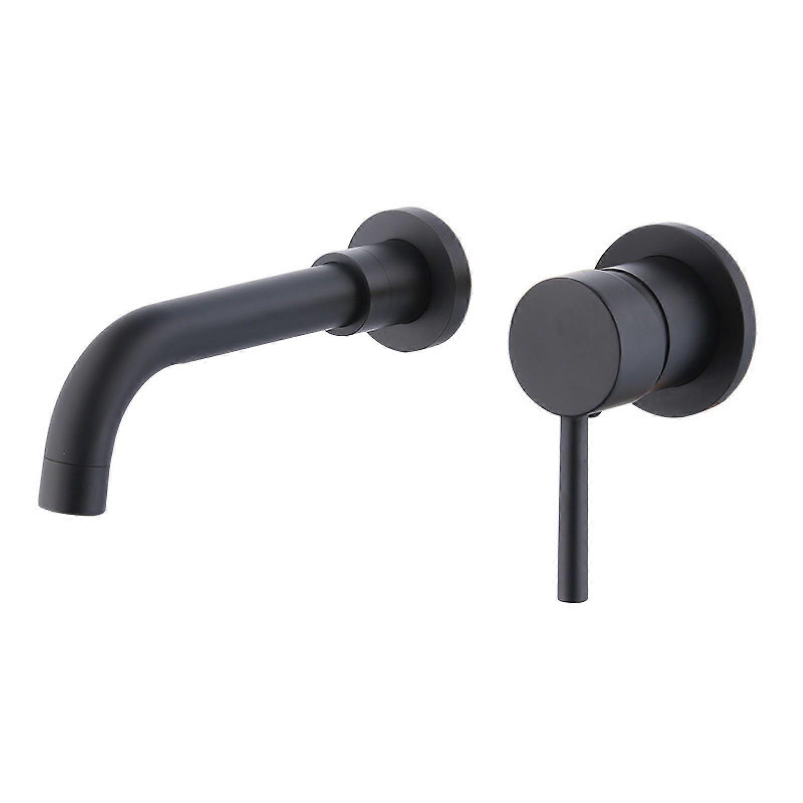 Wall Mounted Bathroom Faucet with Swivel Spout, Single Handle Brass Basin Mixer Tap, Black