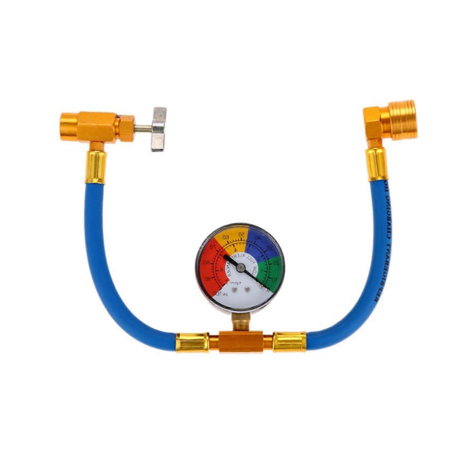 R134a AC Recharge Kit with Gauge, Universal Car and Refrigerator Charging Hose, Leakproof Design