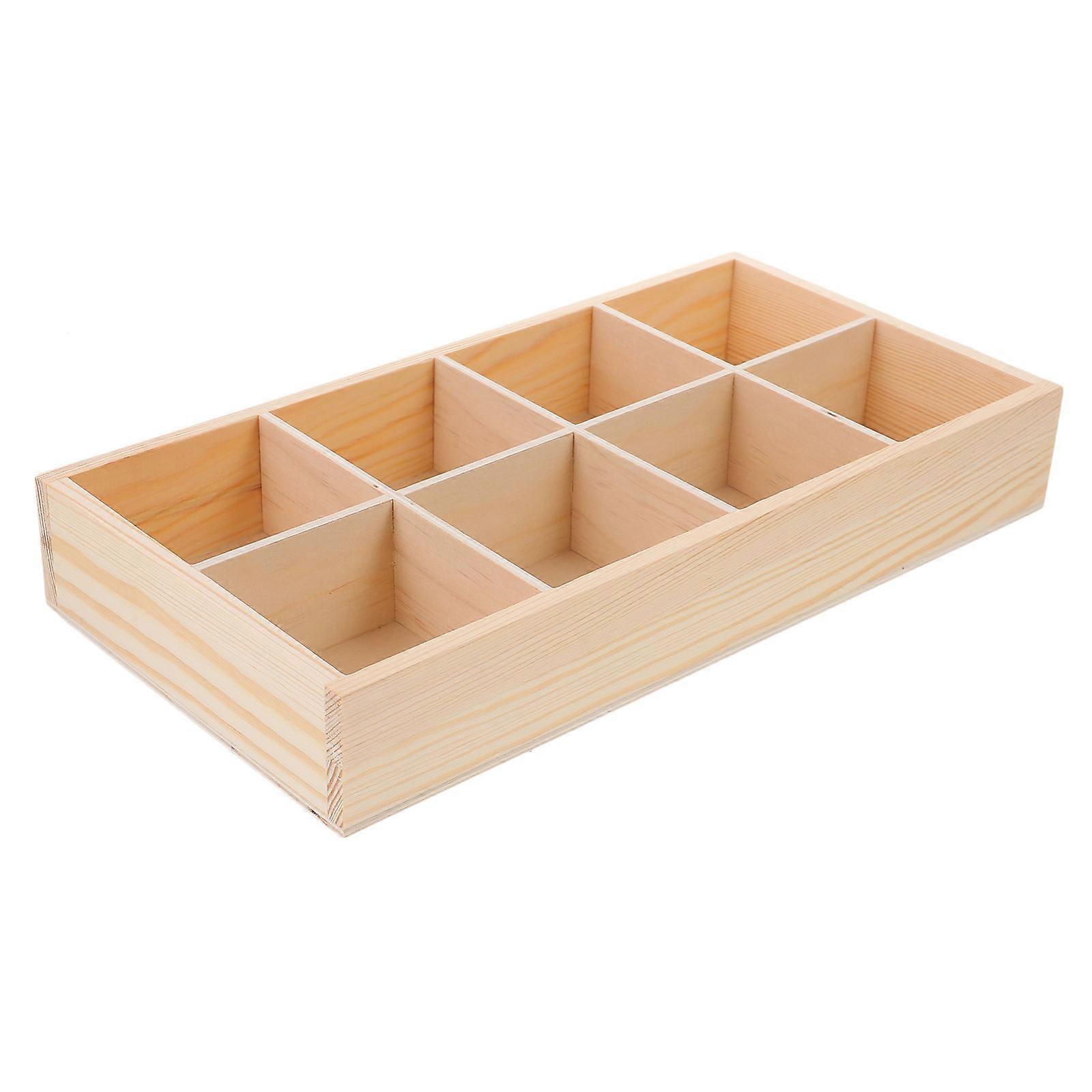 Succulent Planter Box Wooden for Storage with Compartments Beige