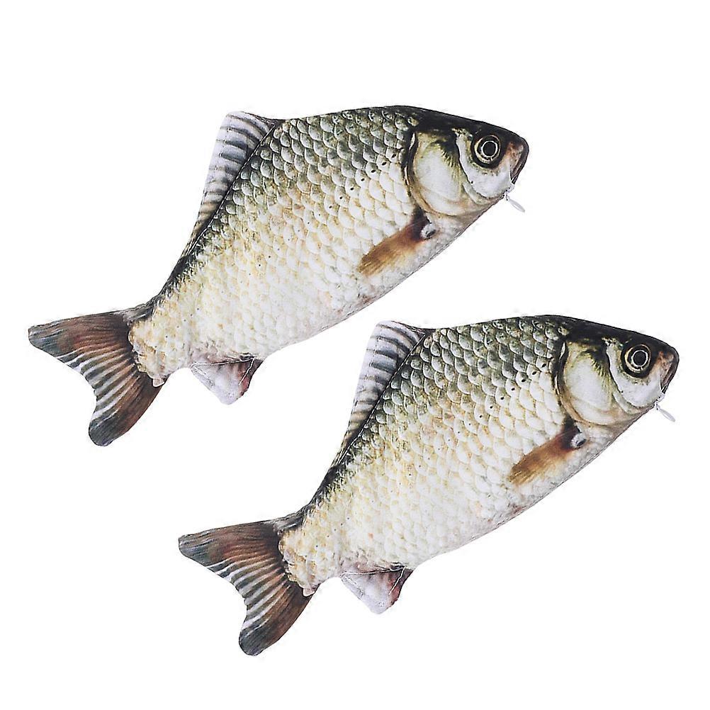 Creative Fish Pen Bag for Storage 2Pcs Unique Funny Fish Shaped Pencil Case