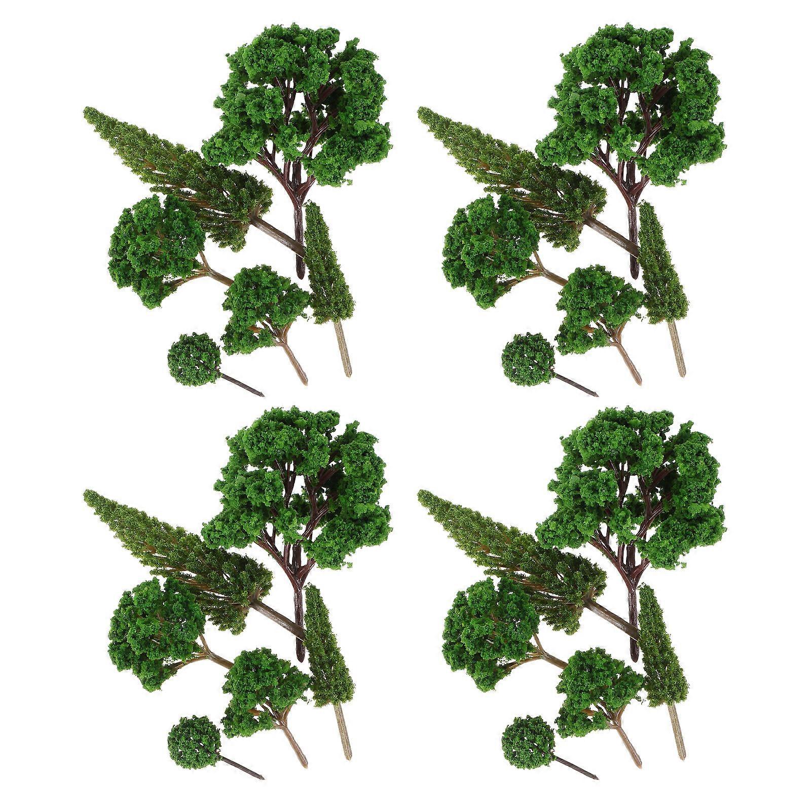 Fake Trees Miniature Plastic Trees for Decoration 24Pcs Assorted Color