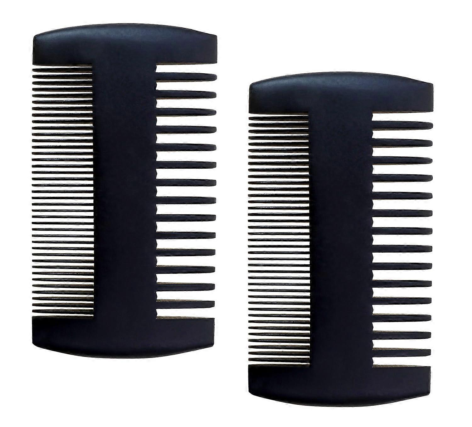 Wooden Beard Comb with Dual Action Teeth Pocket Size Grooming for Men, 2PCS Black Ref: 7044