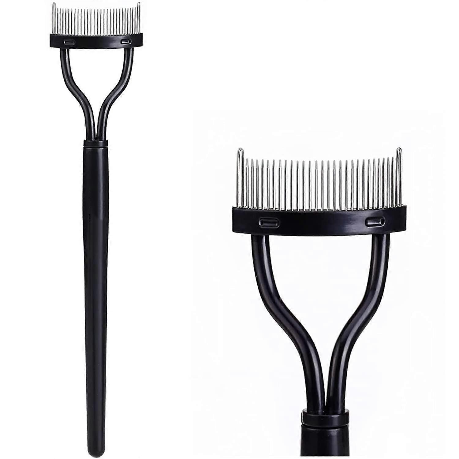 Foldable Eyelash Comb and Eyebrow Brush with Arc Design, Compact Lash Separator Tool Black