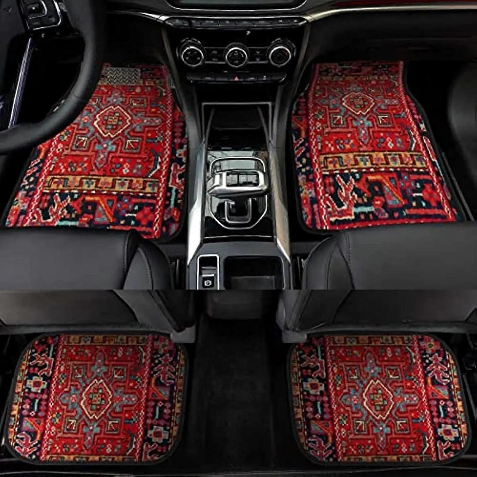 Universal Fit All Weather Car Floor Mats Set of 4 Non Slip Waterproof Front and Rear (Red)
