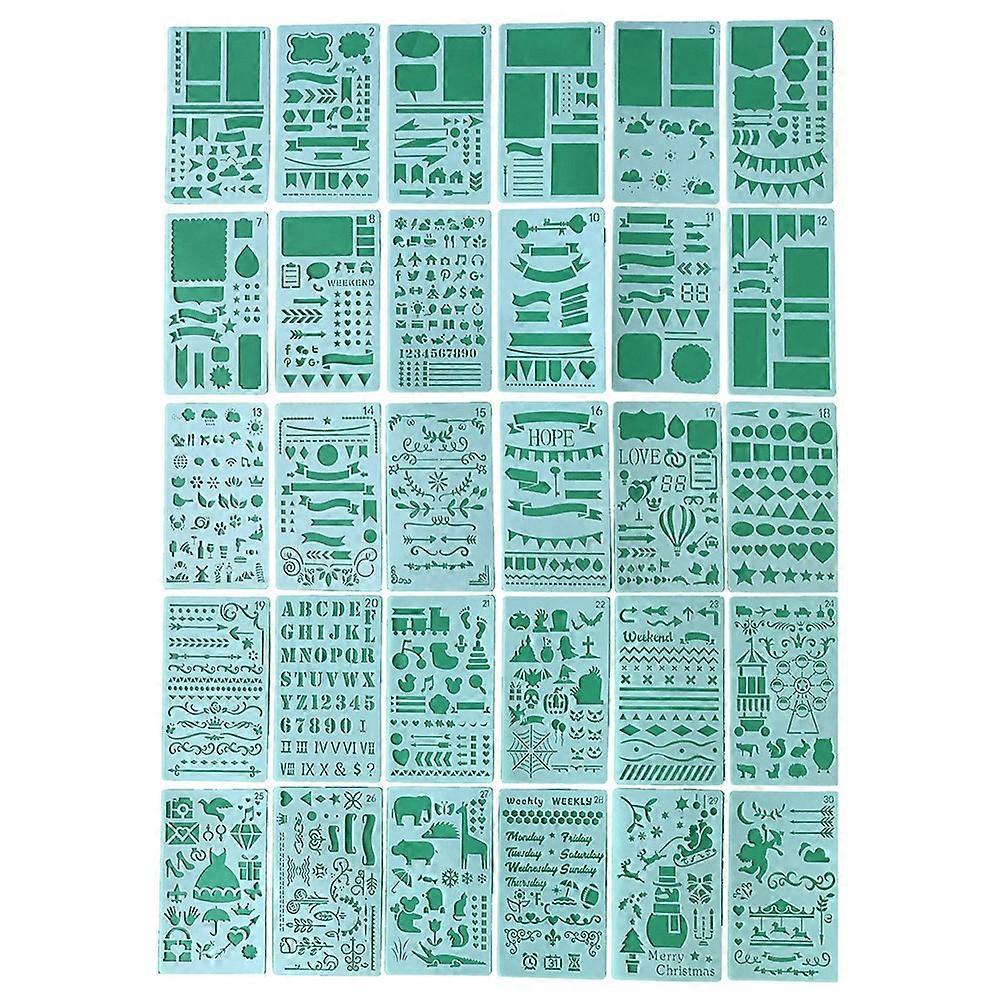 Junk Journaling Stencil Set Template Geometry Shape Planner Stencil Scrapbooking Stencils for Painting and Decor 1-30