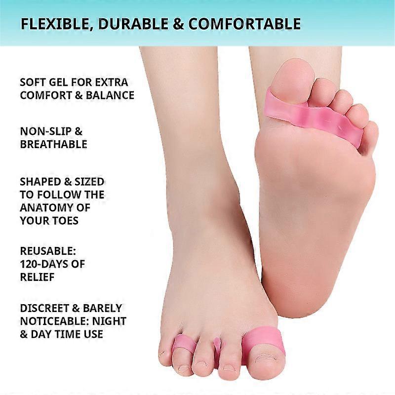 Pexmen 2Pcs/Pair Gel Toe Separator Spacer to Correct Bunions Restore Toes to Their Original Shape Toes Corrector Protector
