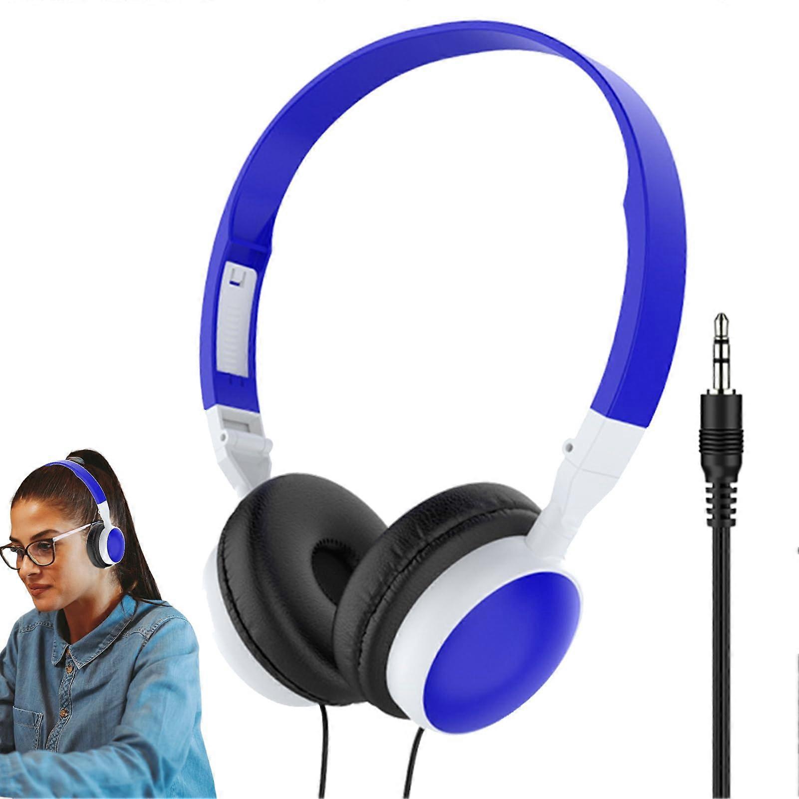 Wired OverEar Headphones with Microphone for Gaming, Computer, Tablet Use, Dark Blue
